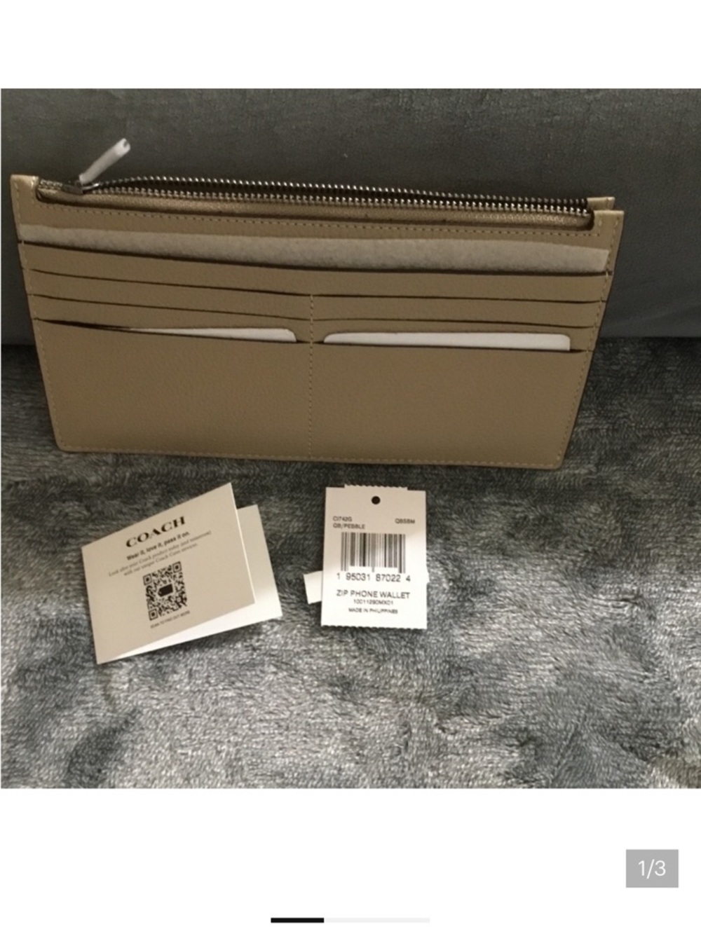 Coach Beige Zip Phone Wallet